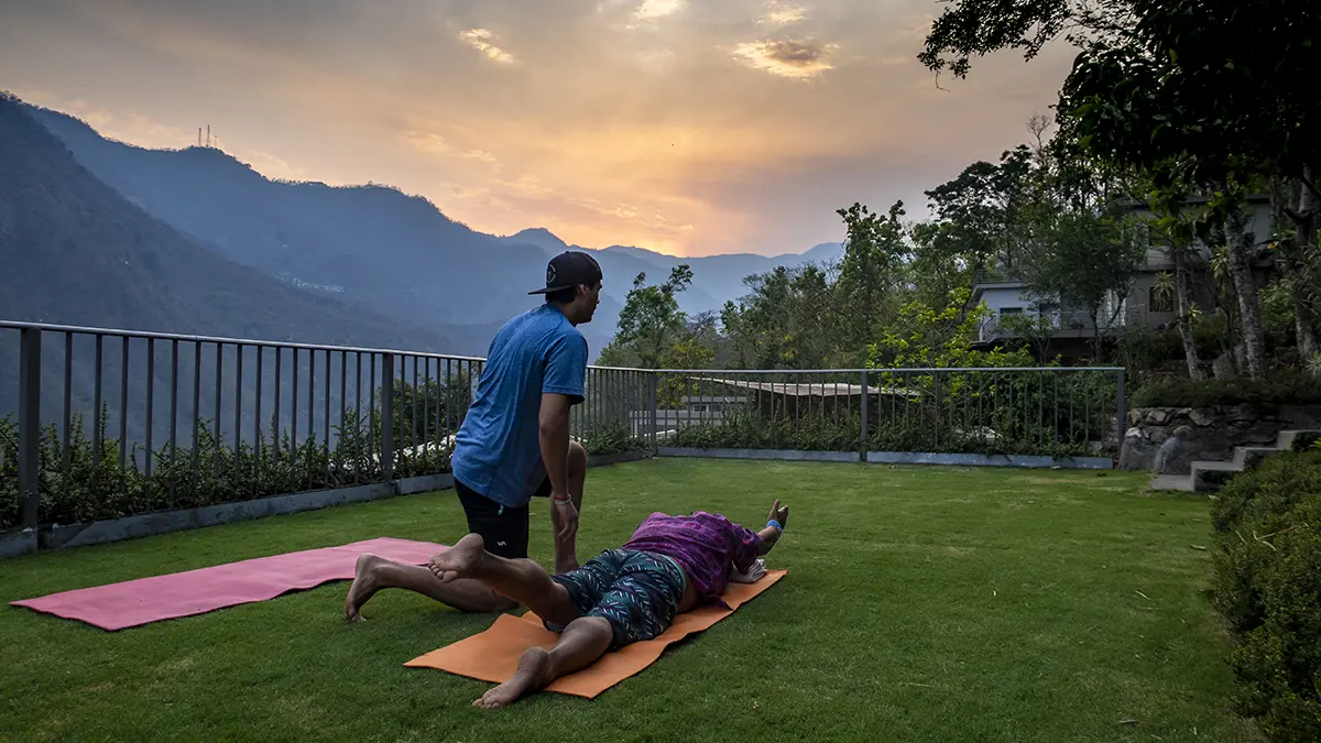 Yoga session at Atali Ganga overlooking the Ganga